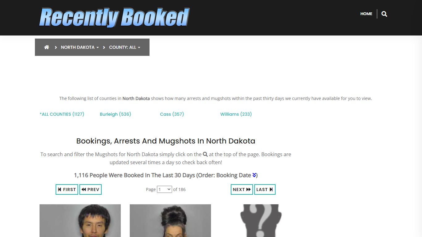 Bookings, Arrests and Mugshots in North Dakota - Recently Booked